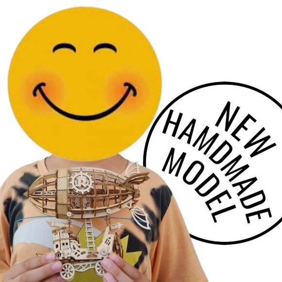 Wooden Airship Hot Air Balloon Model Bookshelf Desk Decor Steampunk Retro Steam - Picture 14 of 16